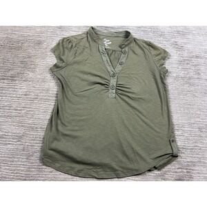 Zoey & Beth Top Womens 3X Green Short Sleeve V-Neck Cotton Blend